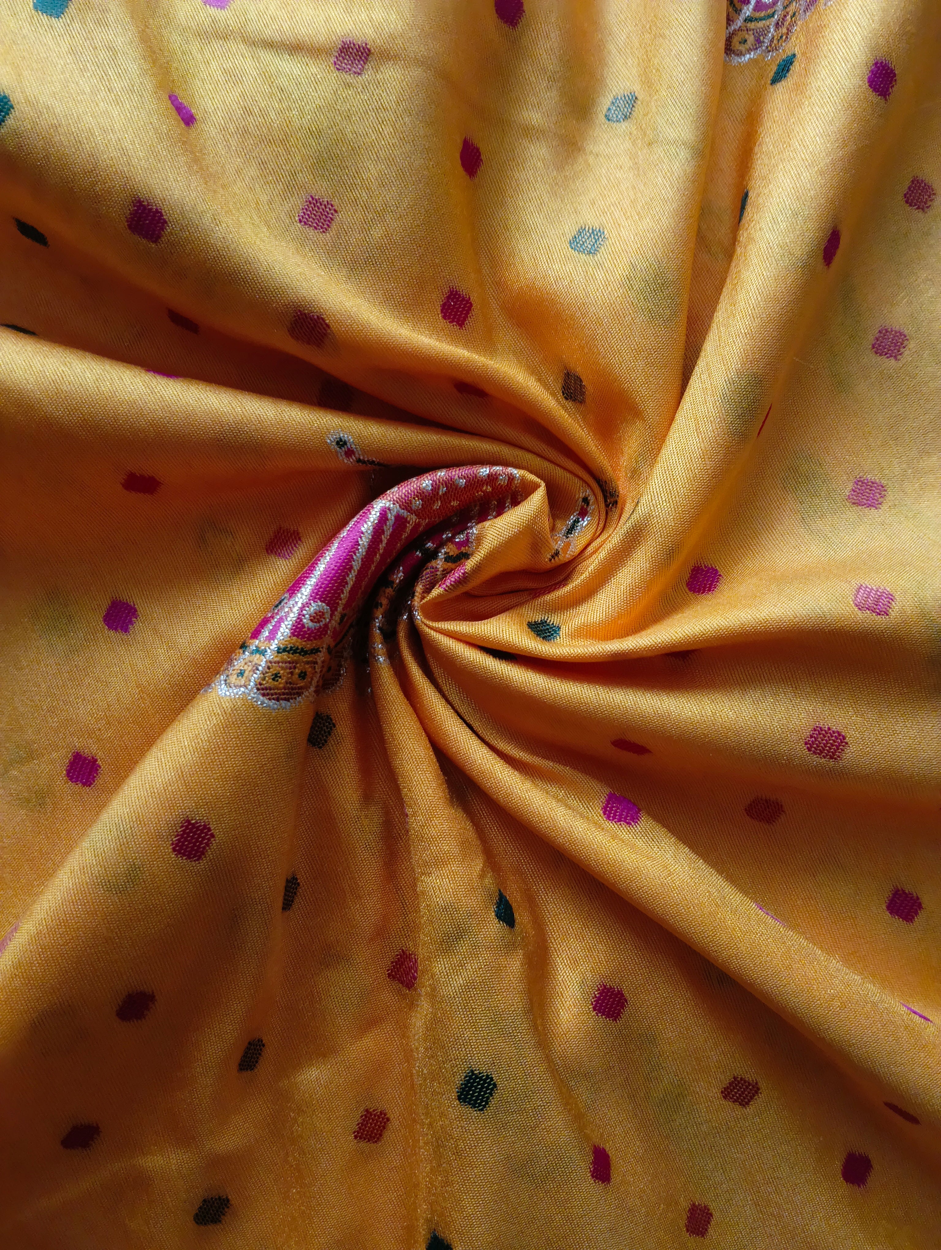 Position Silk Saree - Mustard Gold, fabric texture