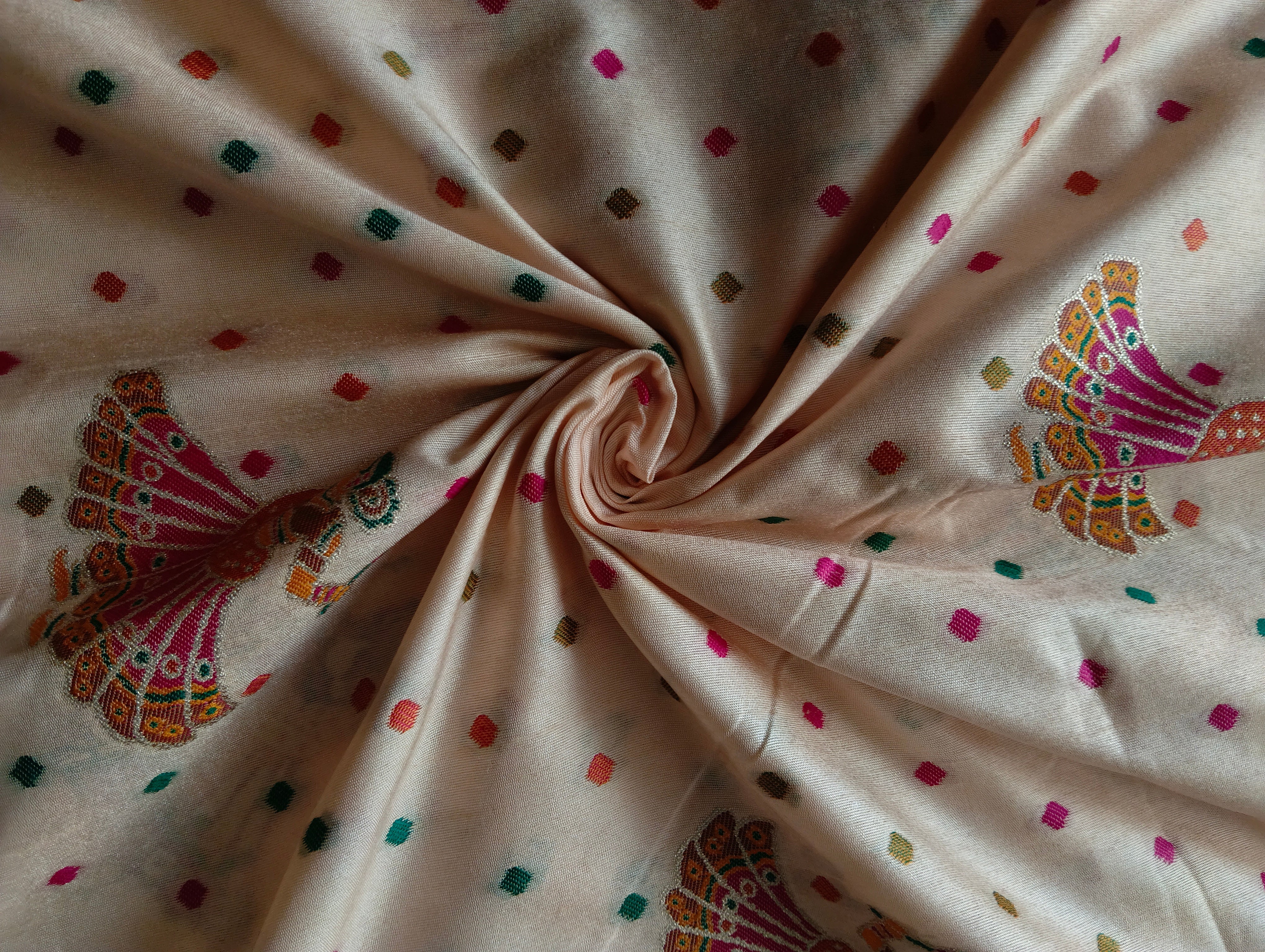 Position Silk Saree - Ivory Cream, fabric texture