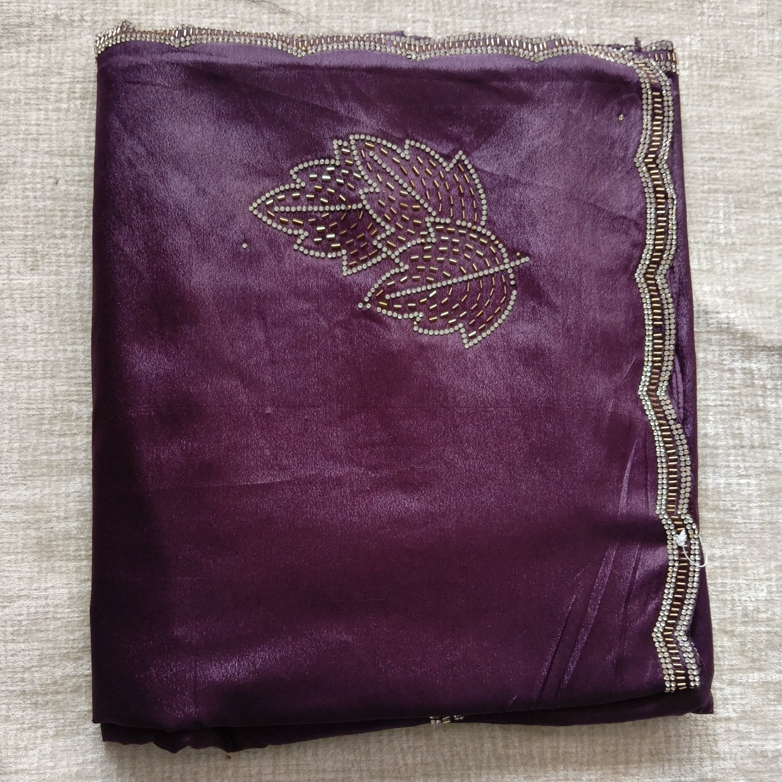 Zari Tarang Saree - Aubergine, fabric overview
