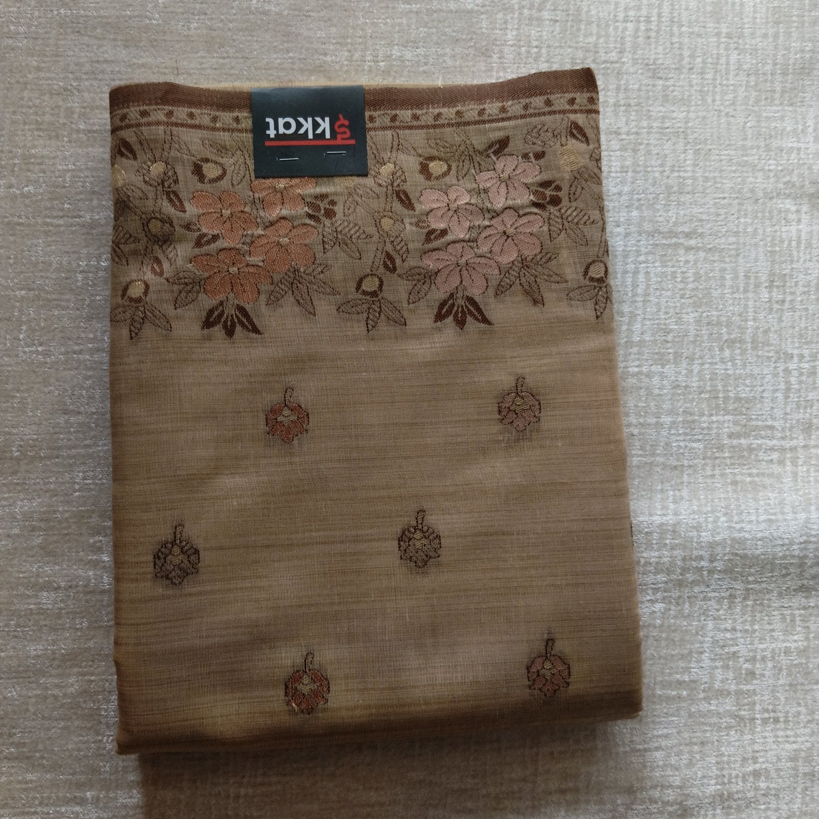 Heritage Cotton Woven Saree - Beige, fabric overview