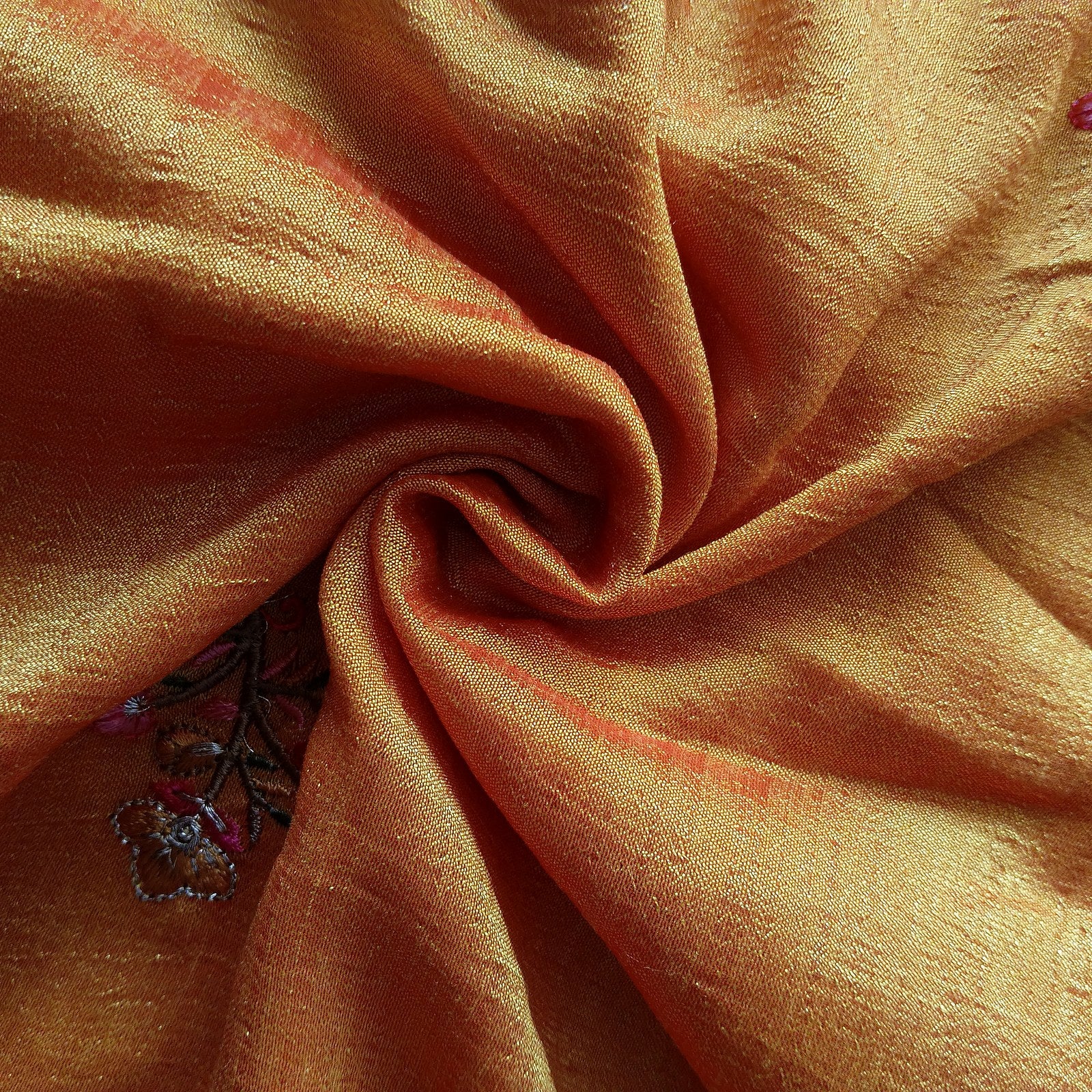Designer Georgette Saree - Golden Amber, fabric texture