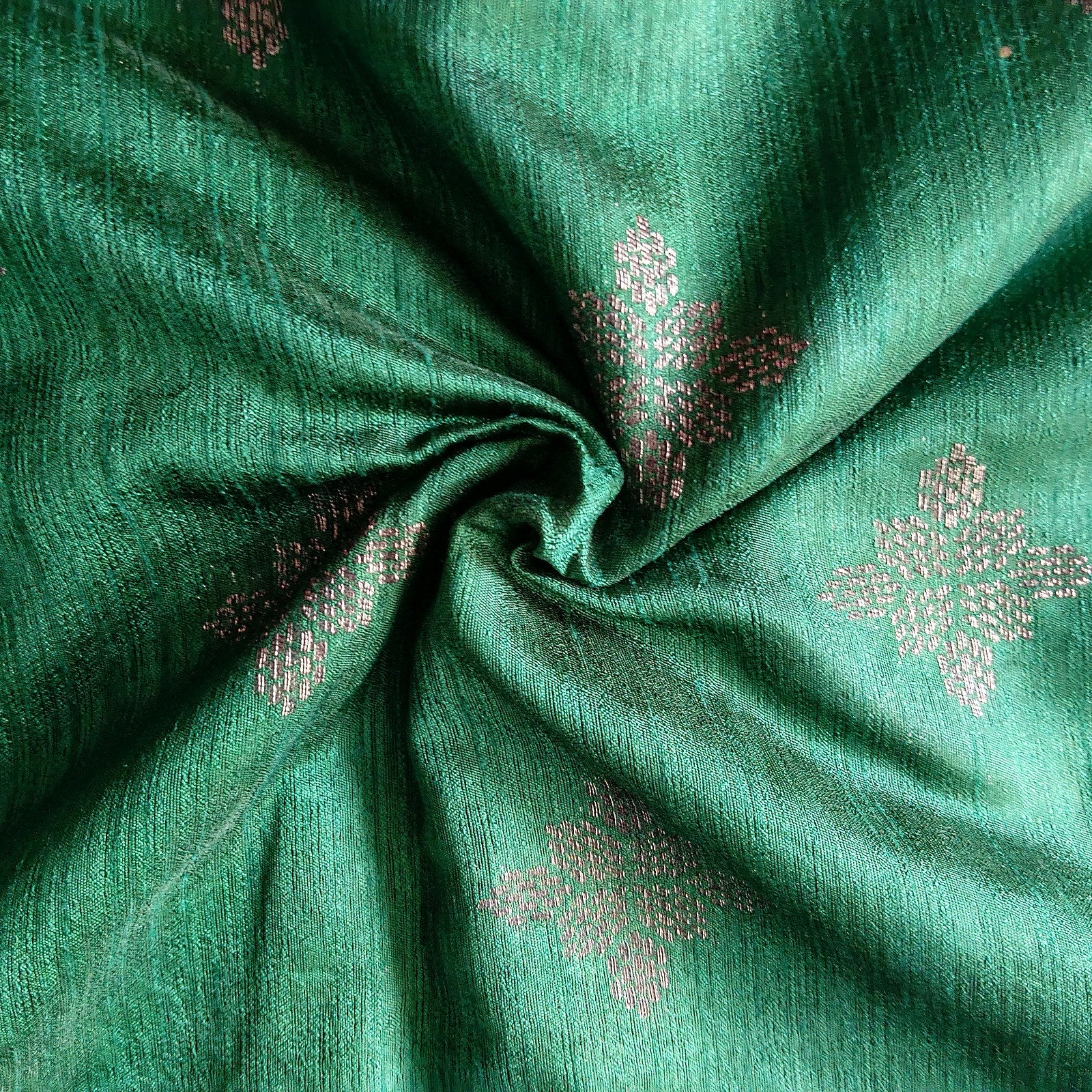 Tussar Jute Silk Saree - Bottle Green, fabric texture