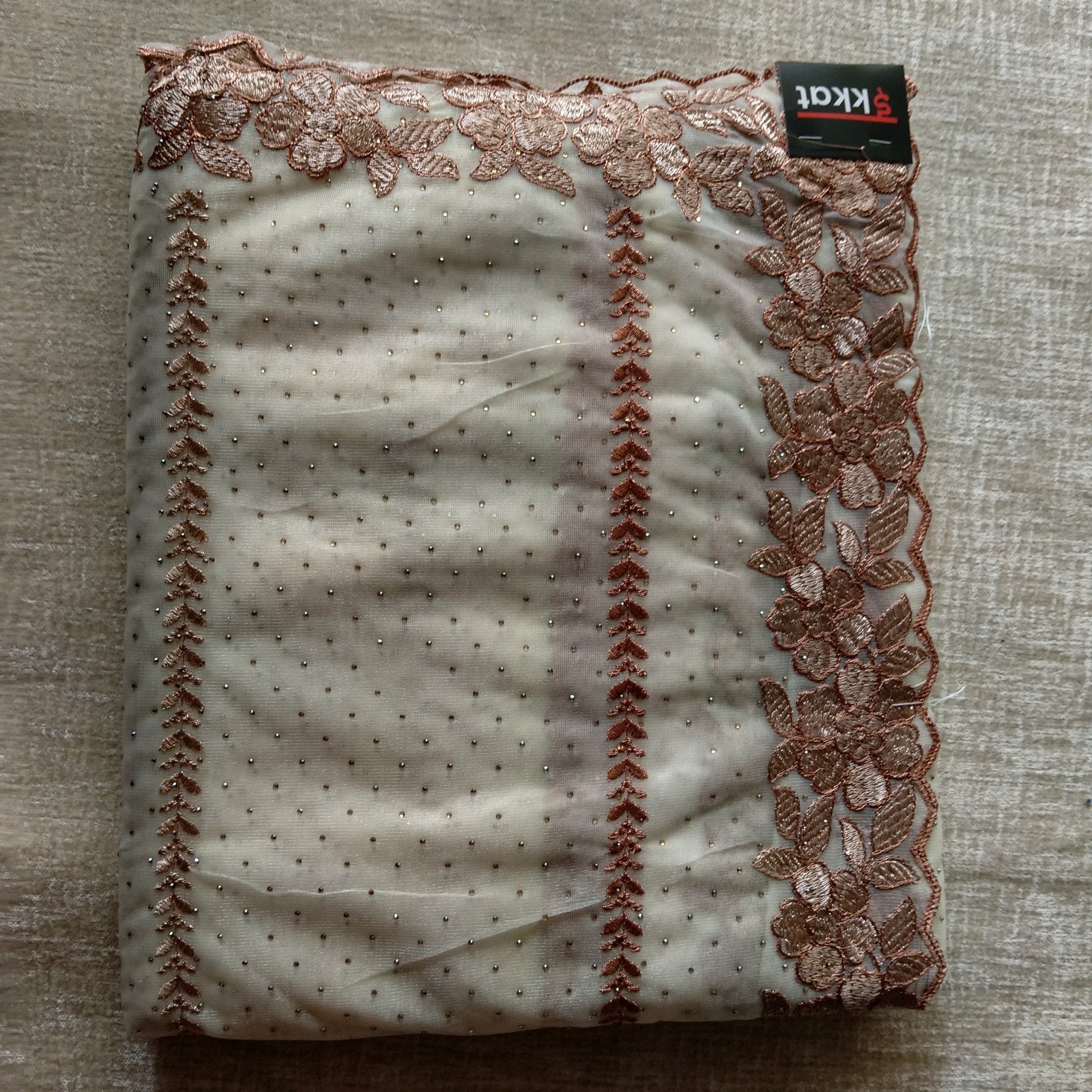 Soft Shimmer Crape Saree - Ivory, full view