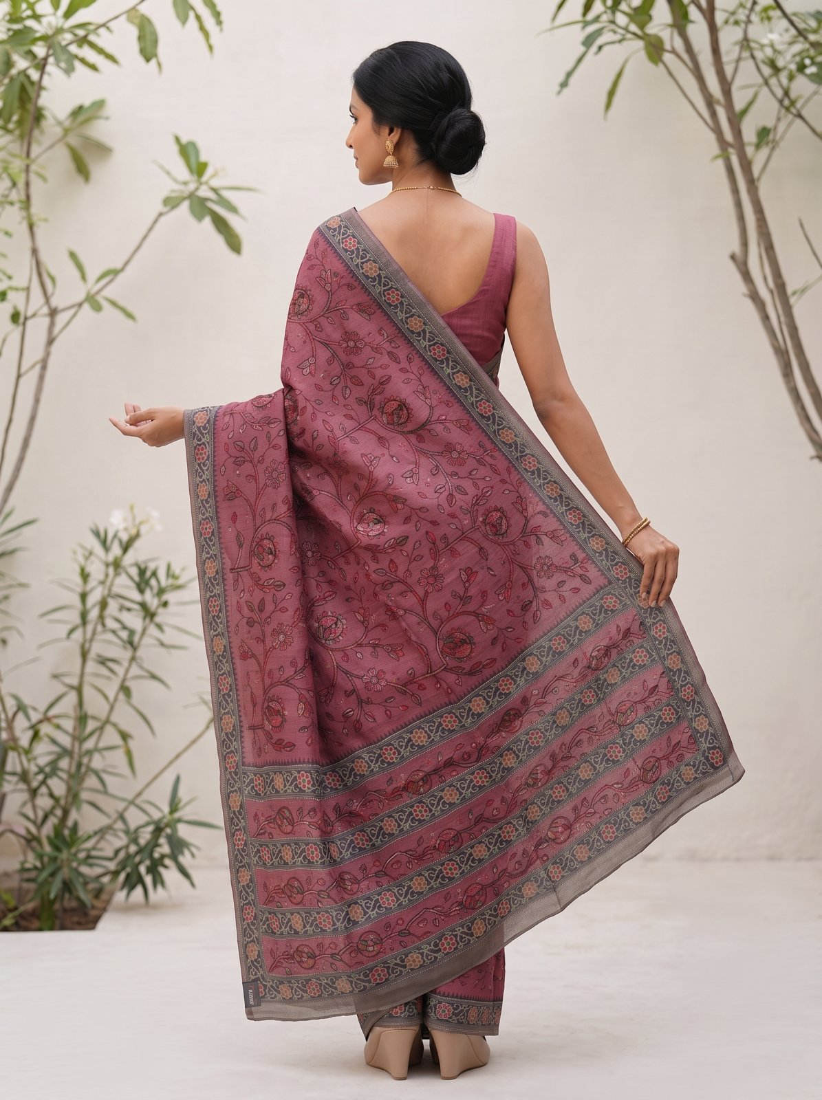 Jangla Jaal Saree - Mauve, back with pallu