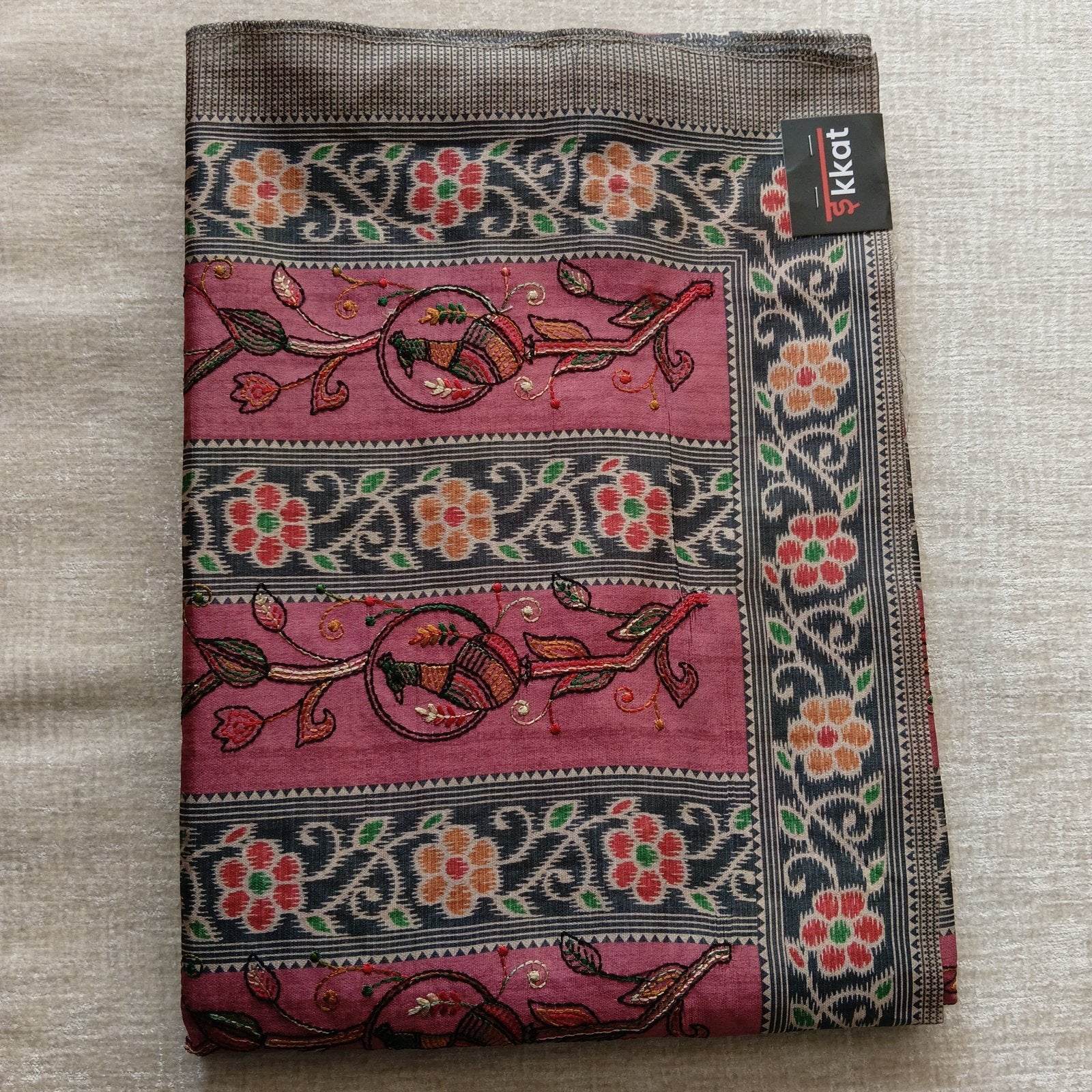 Jangla Jaal Saree - Mauve, fabric overview