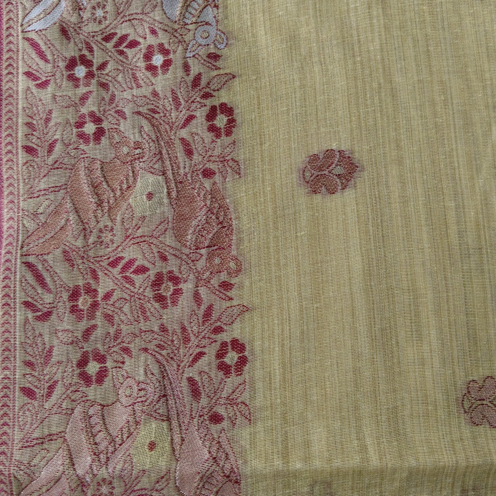 Heritage Cotton Woven Saree - Mustard, border detail