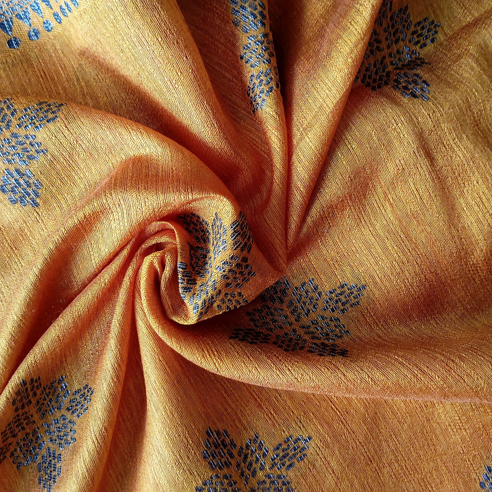 Tussar Jute Silk Saree - Golden Mustard, fabric texture
