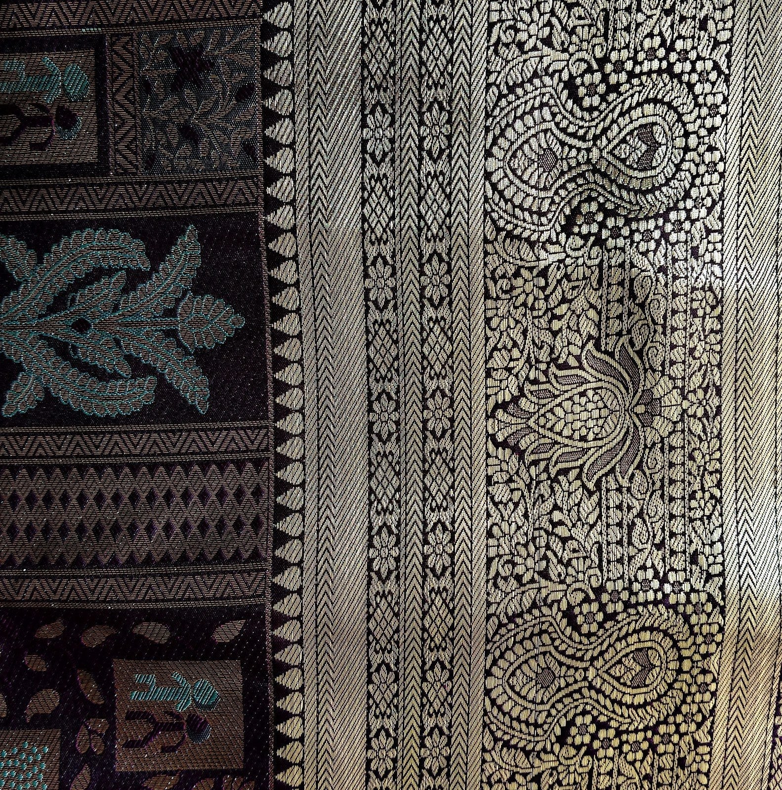 Baluchari-Style Pictorial Saree - Purple, border detail