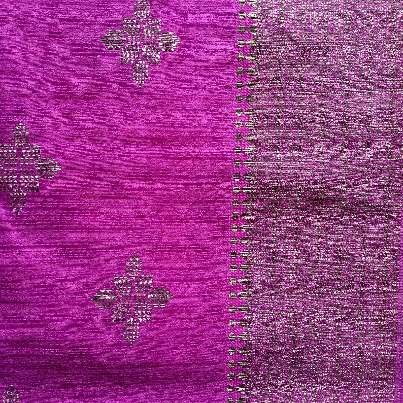 Tussar Jute Silk Saree - Purple, zari border detail