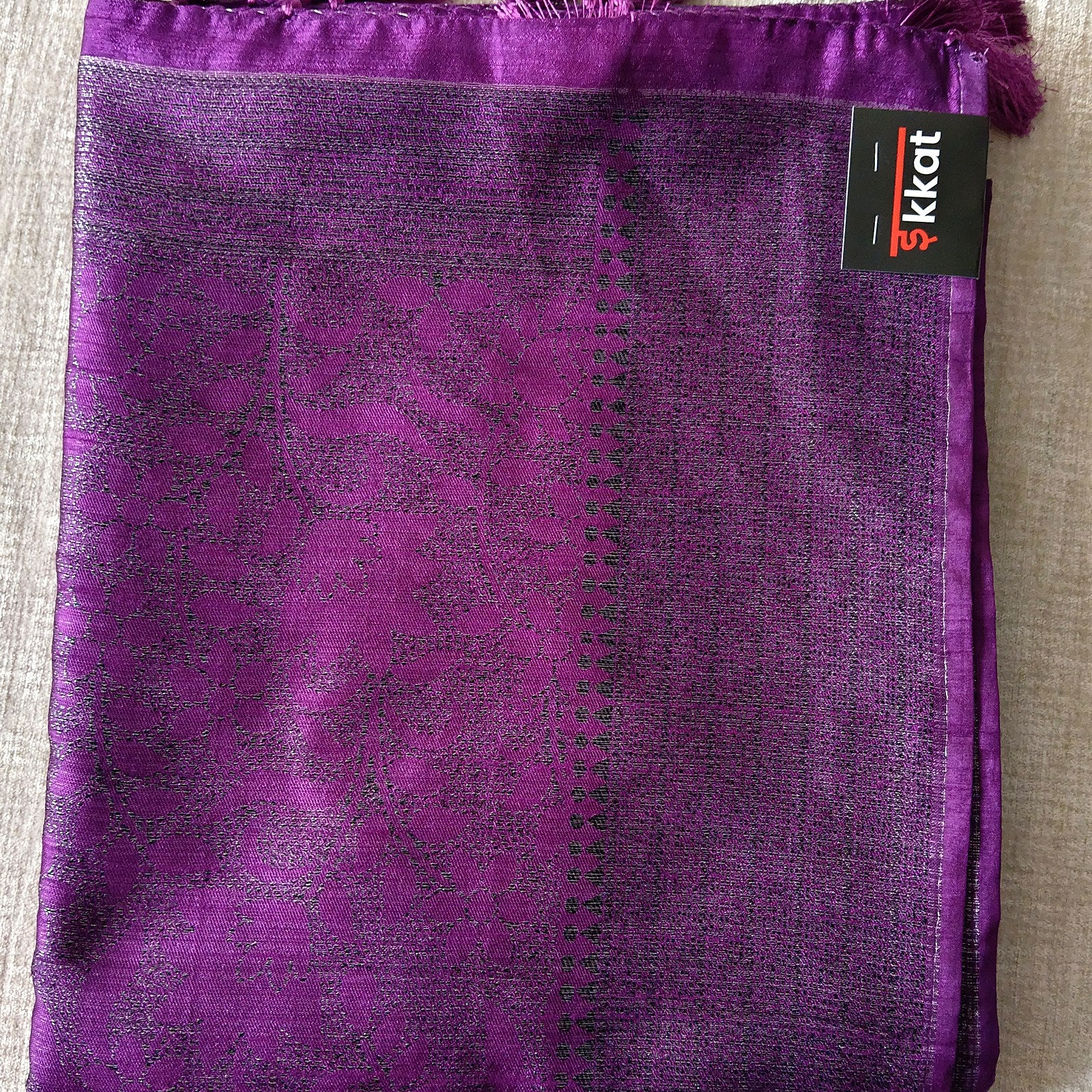 Tussar Jute Silk Saree - Purple, full drape