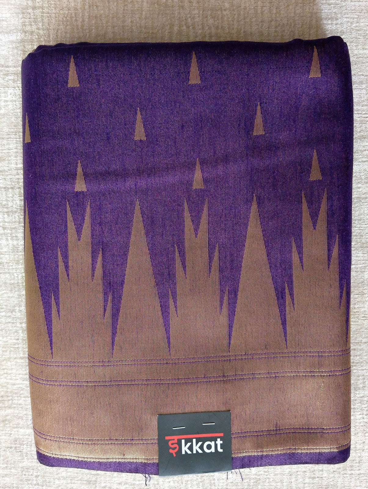 Cotton Silk Temple Border Saree - Purple, full drape