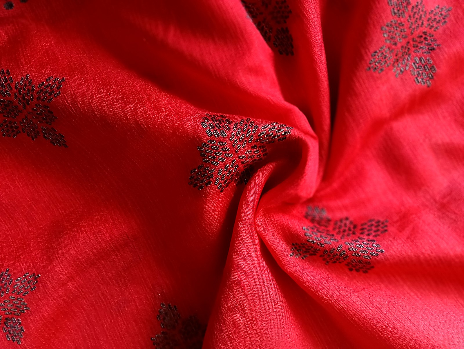 Tussar Jute Silk Saree - Crimson Red, fabric texture