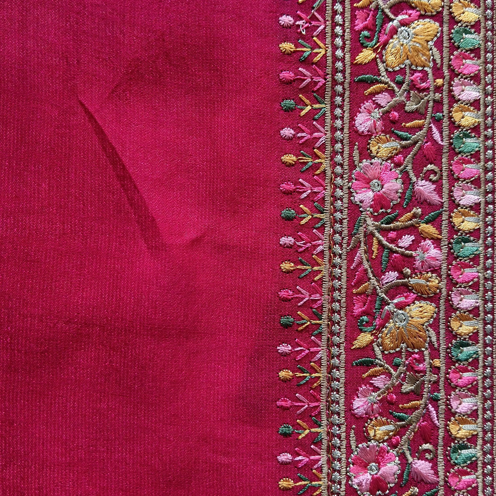 Designer Georgette Saree - Ruby Red, border detail