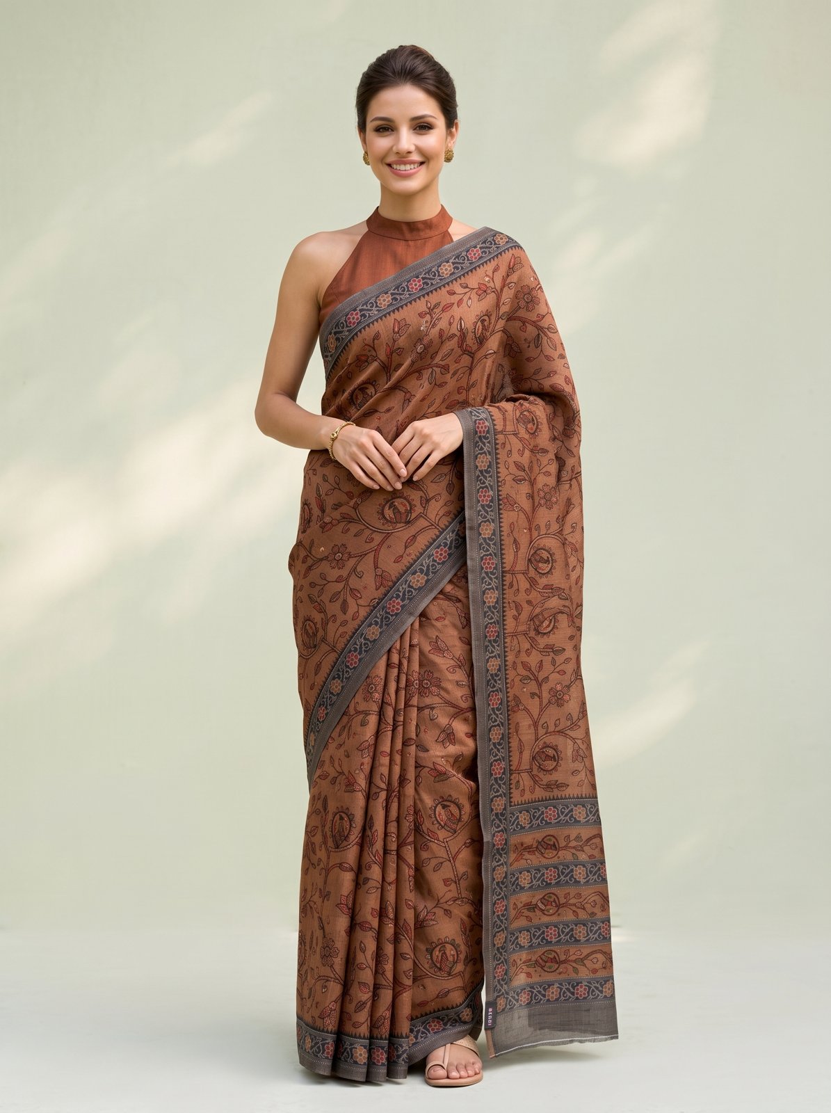 Jangla Jaal Saree - Rust, front