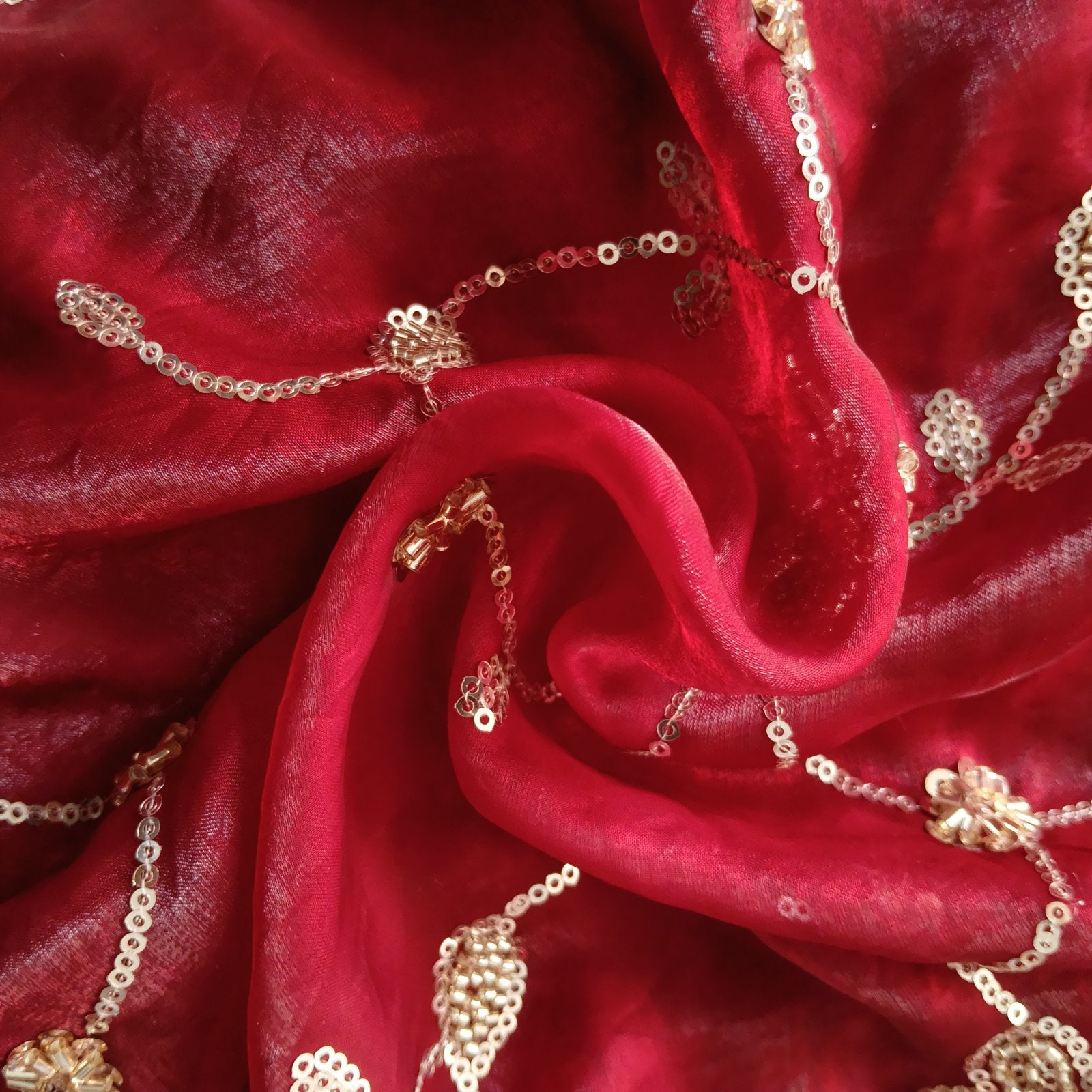 Bel Butta Saree - Teal, fabric overview